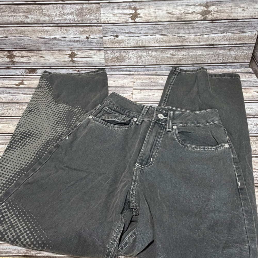 Vans Sirelle Baggy Fit Jeans‎ Womens 24x29.5 Black Halftone Face High Rise